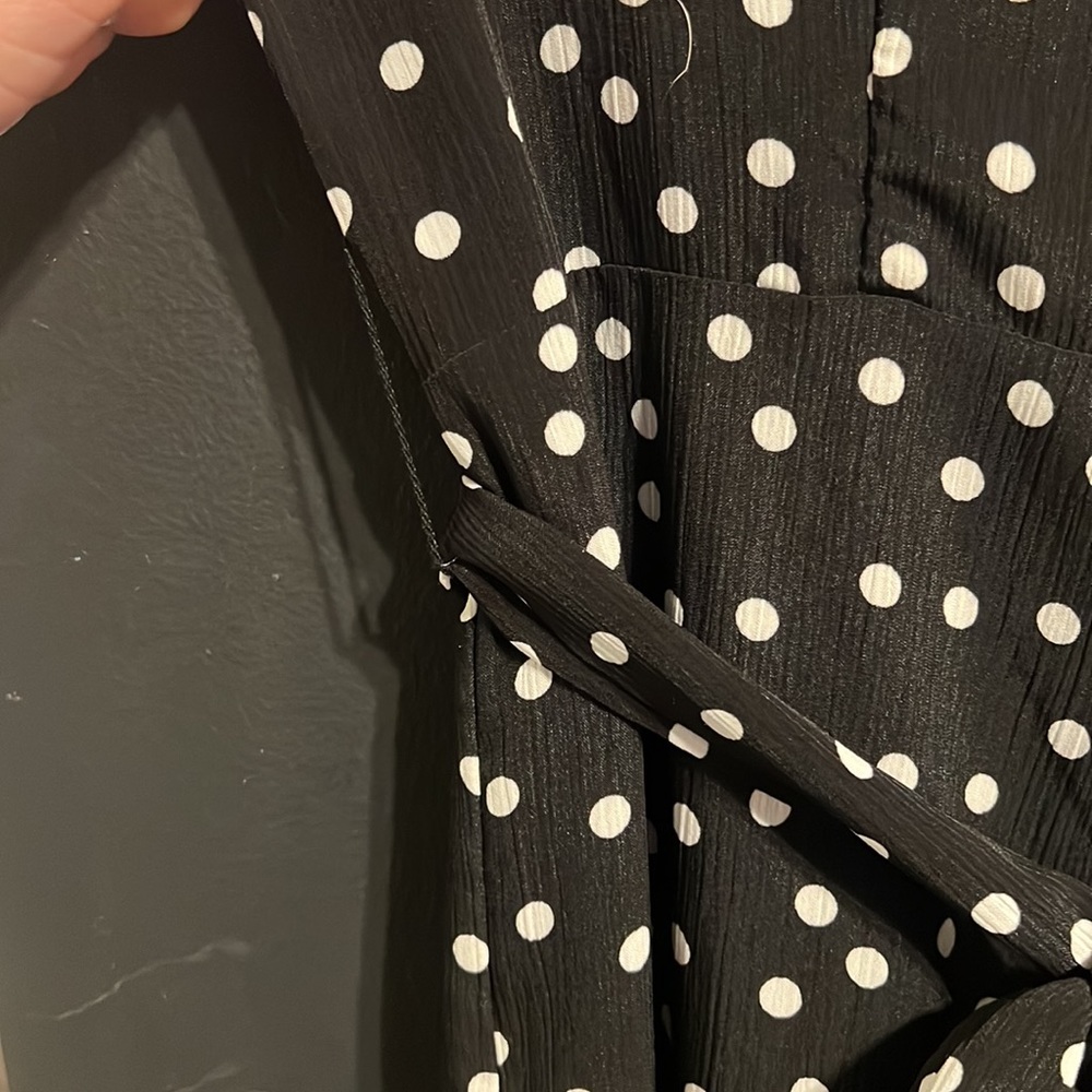 Black Polka Dot Button Front Romper - image 5